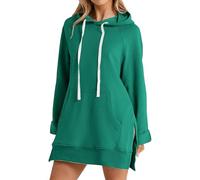 Genérico The Warmy Oversized Hoodie Dress Women, Long Sleeve Pullover, Split Hem with Pocket, Casual and Versatile Fashion (#8,XL)