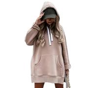 Genérico The Warmy Oversized Hoodie Dress Women, Long Sleeve Pullover, Split Hem with Pocket, Casual and Versatile Fashion (#2,XL)