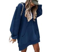 Genérico The Warmy Oversized Hoodie Dress Women, Long Sleeve Pullover, Split Hem with Pocket, Casual and Versatile Fashion (#1,XL)
