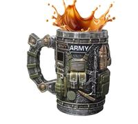Generico -Themed Mug - Taza 3D Creative Stainless Steel Soldier | Large Capacity 330ml With Airplane Engraving | For Men Veteran Dad Grandpa Boyfriend, Tough Guy Style Coffee Cup, To Heroes