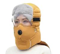 Genérico Thermal Hat with Detachable Breathing-Valve Mask, Wind-Resistant Winter Face Mask Defy The Freeze with 360° Protection (Yellow)