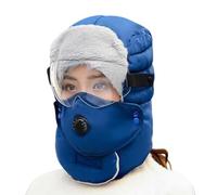 Genérico Thermal Hat with Detachable Breathing-Valve Mask, Wind-Resistant Winter Face Mask Defy The Freeze with 360° Protection (Blue)