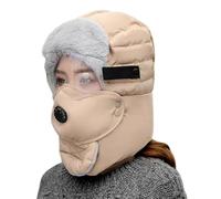 Genérico Thermal Hat with Detachable Breathing-Valve Mask, Wind-Resistant Winter Face Mask Defy The Freeze with 360° Protection (Khaki)