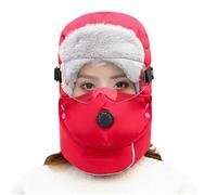 Genérico Thermal Hat with Detachable Breathing-Valve Mask, Wind-Resistant Winter Face Mask Defy The Freeze with 360° Protection (Red)