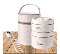 Genérico Thermal Lunch Box - Home Stackable Stainless Steel Compartment Snack Box | Insulated Food Container With Lunch Bag, Leak Proof Portable Cutlery Set, For Office School Travel