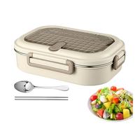 Generico Thermal Lunch Containers, Stainless Steel Divided Box, 9.06x6.5x2.95 Inches Leak-Proof Olor-Resistant Design, Microwave-Safe with Spoon and Chopsticks for Adults, Beach, Daycare