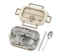 Generico Thermal Lunch Containers, Stainless Steel Divided Box, 9.06x6.5x2.95 Inches Leak-Proof Olor-Resistant Design, Microwave-Safe with Spoon and Chopsticks for Adults, Beach, Daycare