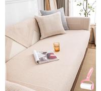 Genérico Thick Textured Weave Cotton Linen Anti-Scratch Couch Cover,Soft Chenille Striped Waterproof Washable Sofa Covers,Versatile Sectional Breathable Stretch Slipcovers