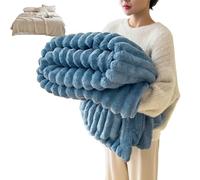 Genérico Thickened Rabbit Plush&Milk Velvet Cover Blanket, Plush Warm Shaggy Fluffy Small Blankets, for Office and Home (Blue,59.05 * 78.74in)
