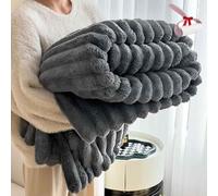 Genérico Thickened Rabbit Plush Nap Blanket, Winter Flannel Milk Velvet Cover Blanket,Super Fuzzy Cozy Lightweight Throw For Couch, Sofa, Bed, Office Nap (Black, 100 * 150cm/39.9 * 59.1in)