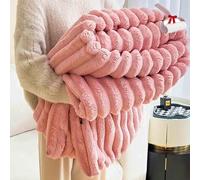 Genérico Thickened Rabbit Plush Nap Blanket, Winter Flannel Milk Velvet Cover Blanket,Super Fuzzy Cozy Lightweight Throw For Couch, Sofa, Bed, Office Nap (Pink, 70 * 100cm/27.5 * 39.3in)