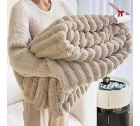 Genérico Thickened Rabbit Plush Nap Blanket, Winter Flannel Milk Velvet Cover Blanket,Super Fuzzy Cozy Lightweight Throw For Couch, Sofa, Bed, Office Nap (Khaki, 70 * 100cm/27.5 * 39.3in)