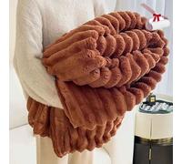 Genérico Thickened Rabbit Plush Nap Blanket, Winter Flannel Milk Velvet Cover Blanket,Super Fuzzy Cozy Lightweight Throw For Couch, Sofa, Bed, Office Nap (Coffee, 70 * 100cm/27.5 * 39.3in)