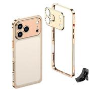 Genérico Thin Metal Frame Heat Dissipation Case with Lens Protector for iPhone 17 Pro MAX, Shockproof Phone Case with Detachable Metal Lens Cover, 360° Camera Protection