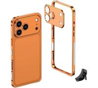 Genérico Thin Metal Frame Heat Dissipation Case with Lens Protector for iPhone 17 Pro MAX, Shockproof Phone Case with Detachable Metal Lens Cover, 360° Camera Protection