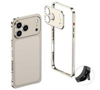 Genérico Thin Metal Frame Heat Dissipation Case with Lens Protector for iPhone 17 Pro MAX, Shockproof Phone Case with Detachable Metal Lens Cover, 360° Camera Protection