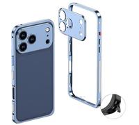 Genérico Thin Metal Frame Heat Dissipation Case with Lens Protector for iPhone 17 Pro MAX, Shockproof Phone Case with Detachable Metal Lens Cover, 360° Camera Protection