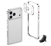 Genérico Thin Metal Frame Heat Dissipation Case with Lens Protector for iPhone 17 Pro MAX, Shockproof Phone Case with Detachable Metal Lens Cover, 360° Camera Protection