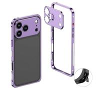 Genérico Thin Metal Frame Heat Dissipation Case with Lens Protector for iPhone 17 Pro MAX, Shockproof Phone Case with Detachable Metal Lens Cover, 360° Camera Protection