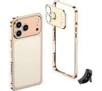 Genérico Thin Metal Frame Heat Dissipation Case with Lens Protector for iPhone 17 Pro MAX, Shockproof Phone Case with Detachable Metal Lens Cover, 360° Camera Protection