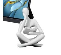 Generico Thinker Statue Reading - Resina 12 cm | Golden Reading Figurine, Aesthetic Sculpture Home Decor | Modern Bookshelf Shelf Accent For Living Room Office Study Decoration Use, Si Reading-white