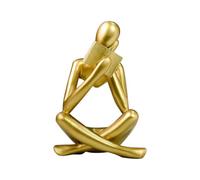 Generico Thinker Statue Reading - Resina 12 cm | Golden Reading Figurine, Aesthetic Sculpture Home Decor | Modern Bookshelf Shelf Accent For Living Room Office Study Decoration Use, Want To Read A