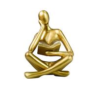 Generico Thinker Statue Reading - Resina 12 cm | Golden Reading Figurine, Aesthetic Sculpture Home Decor | Modern Bookshelf Shelf Accent For Living Room Office Study Decoration Use, Si Reading - Gold