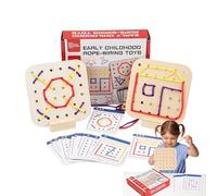 Genérico Threading Toy - Wooden Threading Set, Early Learning Activity Fine Motor Skill Toys for Preschooler Ages 3 Travel Games for Car Road Trip Plane, 6.3x5.51x1.38 Inches
