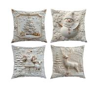 Genérico Throw Pillow Covers - 18x18 Inch Embossed Soft Christmas Pillowcases, 4 Piece Holiday Farmhouse Couch Decor for Living Room, Bedroom, and Sofa with Seasonal Charm Home Decor