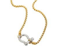 Genérico Ti Steel - Collar con mosquetón, unisex, acabado chapado en oro, decoración de cuello, accesorio de moda diario, mosquetón, diseño colgante, One Size, Como se describe, as described