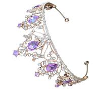 Genérico Tiara para Novia Boda de Cristal Diseño Diadema, Color Dorado y Púrpura, Accesorio para Mujer en Fiestas y Celebraciones, Tiaras de Gemas de Imitación para Pelo