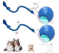 Genérico Tiny Fetch Ball Dog Toy, Tinyfetch Interactive Motion Dog Cat Toys Balls, 360°Smart Automatic Rolling Electric Dogs Ball Toy with Birdsong, Fast Moving Toys, Tough Chew Proof (2*Blue)