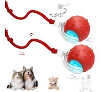 Genérico Tiny Fetch Ball Dog Toy, Tinyfetch Interactive Motion Dog Cat Toys Balls, 360°Smart Automatic Rolling Electric Dogs Ball Toy with Birdsong, Fast Moving Toys, Tough Chew Proof (2*Red)