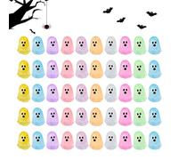 Genérico Tiny Ghost Figurines, 50 Pieces Luminous Home Decor For Party, Halloween Figurines Resin Ghost Decor, Living Room Shelf Desk Table Office Fireplace Lawn Garden Backyard