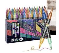Genérico Tip Glitter Markers | 36 Pack, 5.8 Inch, Soft Brush & Fine Point | Double Color, Shimmer Ink, Water Based | Art Supplies For Kids Drawing, Scrapbooking, Card Making, School Craft Gift