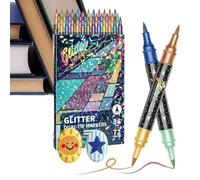 Genérico Tip Glitter Markers | 36 Pack, 5.8 Inch, Soft Brush & Fine Point | Double Color, Shimmer Ink, Water Based | Art Supplies For Kids Drawing, Scrapbooking, Card Making, School Craft Gift