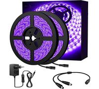 Genérico Tira LED de Luz Negra 10m,Luz UV Ultravioleta para Navidad,600 LEDs 12V 2835 con Adaptador Incluido, Iluminación Flexible para Interiores: Bar,Club,DJ,Discoteca, Fiesta,KTV,Pintura Corporal
