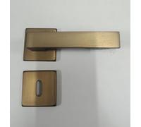 Generico Tirador cuadrado para puertas interiores - Serie Angolo - Línea Cali' - Producto fabricado en Italia - Material aluminio - Roseta y boquilla para llave 50 x 50 (bronce)