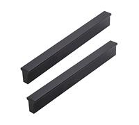 Genérico Tiradores de aleación de aluminio en forma de T para muebles, armarios, puertas de cocina y armarios, con borde dentado, color negro, paquete de 2 (distancia entre agujeros: 128 mm).