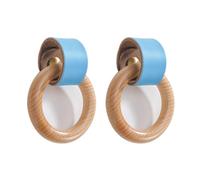 Genérico Tiradores de Cuero, Tiradores de Muebles de Cuero, 2 Tiradores de Armario, Tiradores de Anilla de Madera, Clavos de latón, pomos Multicolores para Puertas de armarios (11)