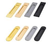 Genérico Tiradores de puerta correderas adhesivos for Granero, tiradores vidrio autoadhesivos for baño, sin taladro, manijas for puertas corredizas armario(Oval Medium gold,4PCS)
