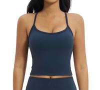 Genérico Tirantes Camiseta Mujer Camiseta Deportiva de Punto con Espalda de Malla para Yoga Running y Entrenamientos Atléticos Transpirable y Corte Ajustado (Blue, M)