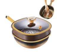 Genérico Titanium Alloy Cooking Skillet - Deep Non Stick Pan | 30x10cm Body with 20cm Handle, Fine Iron Base with Ceramic Coating, Stove Electric Induction Cookware with Lid and Optional Steamer