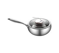 Genérico Titanium Coated Wok Pan with Lid, Quick-Heating Deep Frying Pan, Titanium Steel, Uncoated Pot, Flat Bottom for Induction Stoves, Kitchen Cookware for Everyday Cooking, 50x28x12.5cm
