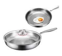 Genérico Titanium Hammered Pan Pro, sartén de titanio con tapa, sartén nutricional de titanio no resistente a los rasguños para cocinar, 26 cm/28 cm/30 cm