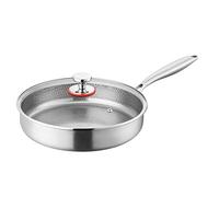 Genérico Titanium Hammered Pan Pro with Lid,Uncoated Titaniums Frying Pot,Titanium Alloy Non-Stick Frying Pan,Supports Induction Cooker, Gas Stove, Electric Ceramic Stove (With lid,7.8" (20 cm))