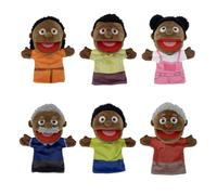 Genérico títeresdeMano Familiares, 6 Piezas títeresdeHogar De Escuela Negros, Hogar De Escuela, Miembros De La Familia, títeresdeMano Negros De 28 Cm para Niña Y Niño, títeresMulticulturales Pa
