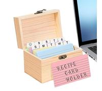 Genérico Titular De La Tarjeta Índice: Caja Práctica Almacenamiento Recetas Con 150 Tarjetas | Soporte Índice Madera Duradera Set Perfect Para Catálogo