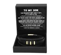 Genérico To My Son Bracelet Leather Braid Fashion Jewelry Bracelet Set | Birthday Son Bracelet From Dad for Men Husband Boys Boyfriend School Birthday Fathers Day Party