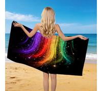 Genérico Toalla de Playa 3D Arcoíris Soñador Toalla de Baño Adulto Microfibra Absorbente para Hombre Mujer Manta de Playa Luz De Las Estrellas Piscina Viajes Natación Baño 100 x 200 cm